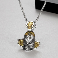 Bijoux Vintage Symbole de Noblesse et de Puissance Spartan Viking Acier Inoxydable Noble Jarl Hibou Casque Guerrier Pendentif Collier
