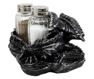 Ensemble shakers et poivre en verre, <span class=keywords><strong>Dragon</strong></span> endormissant, avec support décoratif, figurines pour décor de cuisine médiéval - Product Image 3