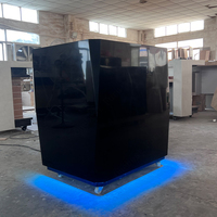 Comptoir de caisse multifonctionnel en pierre noire LED, comptoir de réception de beauté, comptoirs mobiles
