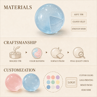 Balle anti-stress en TPR translucide rose, aspect pierre précieuse, jouet souple en forme de boule de cristal pour enfants, adolescents et adultes - Vente en gros