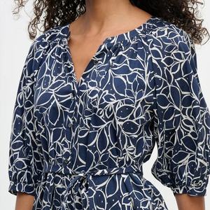 Vestido Mini de Playa con Estampado Playero, Cuello Redondo, Manga Corta, Abotonado, Personalizado, de Algodón Suave - Product Image 5