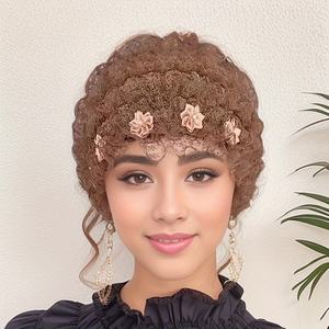 Elegante sombrero turbante de poliéster con cordón, diseño floral de encaje elástico, ajuste cómodo para fiestas festivas y quimioterapia - Product Image 6