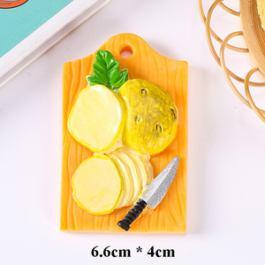 Cuisine créative thème enfants maison de poupée jouer bricolage planche à découper décorative panier de fruits Design Flatback grand cabochon en résine - Product Image 5