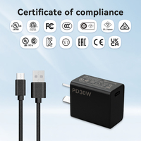 Chargeur mural rapide Merryking 30W avec certification PD 3.0, prise AR, chargeur rapide 30W PD Type-C pour ordinateur portable et téléphone portable
