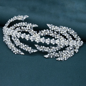 Serre-tête de mariée extra large en perles, style cascade, avec cristaux étincelants, bijou de cheveux de luxe pour <span class=keywords><strong>mariage</strong></span> - Product Image 2
