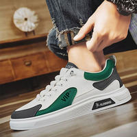 Chaussures de skate pour hommes tendance, en cuir synthétique bicolore, doublure en tissu respirant, confortables, légères, antidérapantes, chaussures décontractées pour jeunes