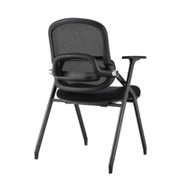 Chaise de bureau exécutive empilable Boke Modern Mesh avec tablette d'écriture, pliable et en matière plastique rafraîchissante, couleur personnalisable