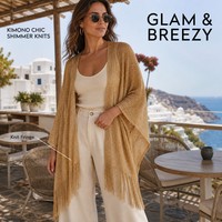 Châle long en maille métallique à franges pour femme, à manches larges et devant ouvert