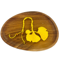 Porte-clés en forme de feuille de Ginkgo en coton PP de 10 cm, fait main au crochet, accessoire mignon pour sac/voiture/vêtements, KIVA K-1544, pour enfants et femmes