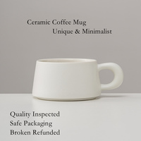 Mug à thé ou à café en céramique moderne avec logo personnalisé, 250 ml, finition mate, orange, rouge, noir, blanc, avec cuillère, boîte cadeau