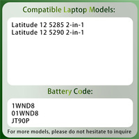 Baterai Laptop Pengganti 1WND8 J0PGR untuk Dell Latitude 12 5285 5290 Seri 2-in-1 Notebook Baterai Li Polymer