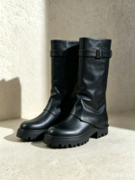 Bottes hautes à bout rond avec boucle et semelle épaisse, marron, pour femme, automne-hiver, style urbain, OEM ODM