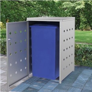 Poubelle à roulettes en acier métal <span class=keywords><strong>pour</strong></span> jardin personnalisée, couvercle de porte double, <span class=keywords><strong>abri</strong></span> poubelle anti-pourriture <span class=keywords><strong>pour</strong></span> poubelle parc - Product Image 6