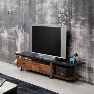DB Elling Soporte de TV moderno tradicional Nogal Acabado negro MDF Estilo de madera Consola de gabinete de TV para sala de estar Casa Muebles para el hogar - Product Image 5
