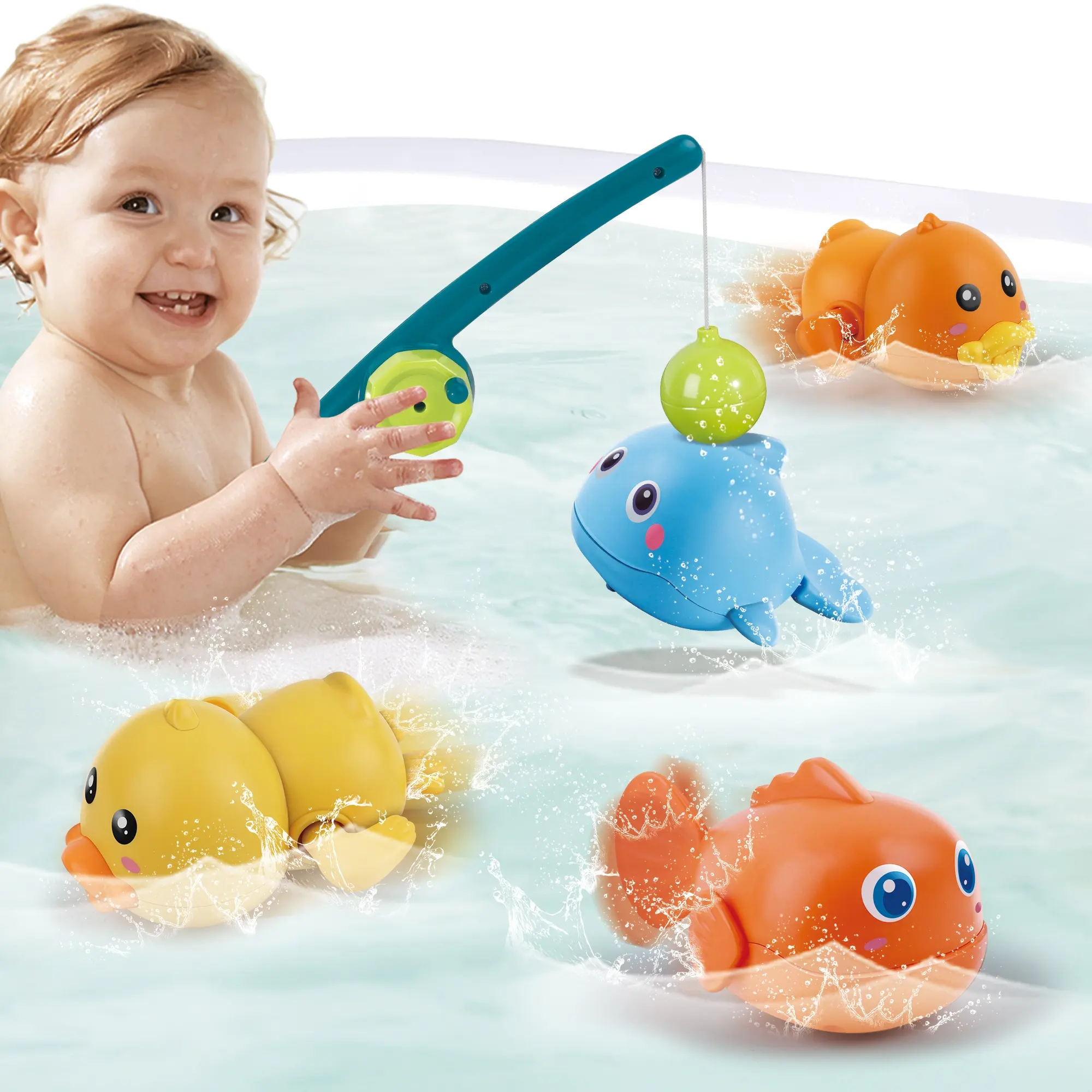 5pk jouet de bain pour les tout-petits jouet de baignoire avec moule flottant jouets de natation gratuits jeu de pêche magnétique