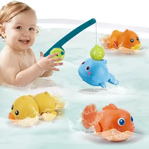 5pk Bath Toy for Toddlers Bathtub Toy with Floating Mold Free Swimming Toys Magnetic Fishing Game