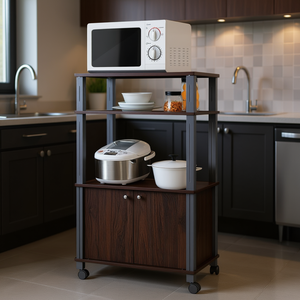 Étagère de rangement multifonctionnelle pour cuisine, 3 niveaux, avec armoire et roulettes pour l'organisation de la cuisine - Product Image 2