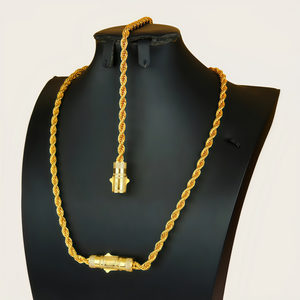 Parure de bijoux en laiton plaqué or tendance avec chaîne en corde en forme de XOXO et doubles pendentifs en zircon <span class=keywords><strong>pour</strong></span> cadeau de mariage et d'anniversaire - Product Image 1