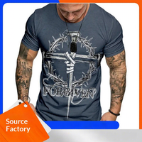 T-shirt à manches courtes pour homme, coupe ample, avec impression numérique 3D d'épée longue, tissu polyester respirant et anti-humidité de 180 grammes