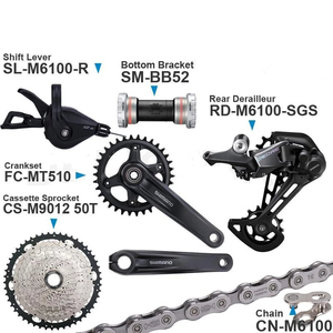 Grupo <span class=keywords><strong>SHIMANO</strong></span> <span class=keywords><strong>DEORE</strong></span> M6100 de 12 velocidades con cadena trasera de palanca de cambios MT510 soporte inferior y piñón de casete 11-50T 52T - Product Image 1