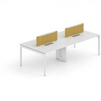 Mobilier de bureau commercial, poste de travail de bureau pour 4 personnes, table modulaire avec structure partagée et plateau en MFC