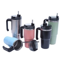 Nouvel Arrivage – Bouteille d'eau isotherme en acier inoxydable 30 oz avec logo personnalisé, double paroi, paille et poignée pour voiture