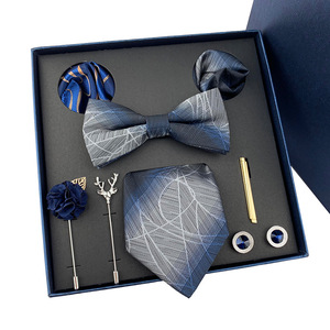Mới Thời Trang Tie Cho Nam Giới Bowtie Thiết Kế Hanky Cufflinks Ve Áo Pin Tie Clip Set Trong Đẹp Hộp Quà Tặng Đóng Gói Mens Quan hệ Hộp Set - Product Image 2