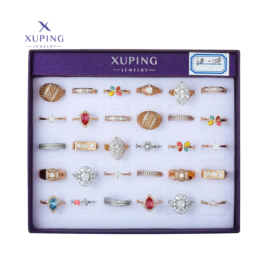 ring-154 XUPING JEWELRY discounted price ladies hand jewelry gold plated Platinum plated Synthetic CZ 3A box selling finger ring