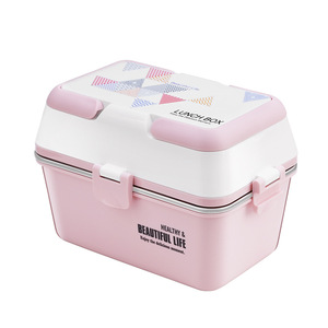 <b>Lunch</b> <b>Box</b> Rectangle Pink Cherry Blossoms Seal Lid <b>Insulated</b> Container Healthy Beautiful Life - Product Image 1