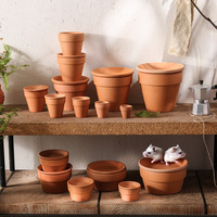 Vente en gros Pots en terre cuite Pot de fleur classique en céramique pour bonsaï Pots de fleurs multi-tailles pour succulentes cactus en argile rouge