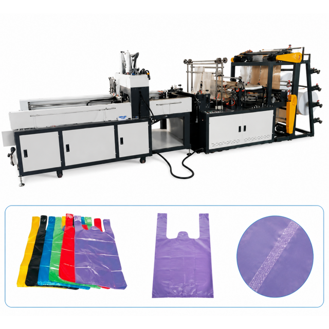 Fully Automatic Plastic Bag Making Machine with Double Layers Servo Drive Photoelectric Tracking and Four/Six Lines Hot Sealing