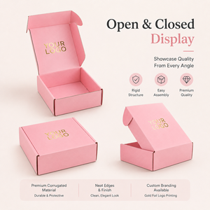 Custom Gold Foil Stamping <b>Pink</b> Corrugated Mailer Boxes, Custom Logo Color Size Printed Apparel Cosmetic Gift Shipping Mailer <b>Box</b> - Product Image 2