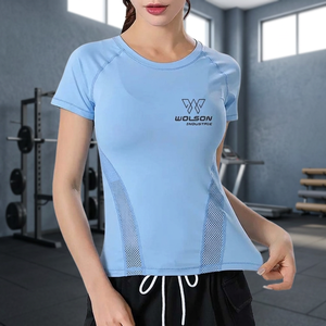 Camiseta deportiva para mujer, delgada y fina, de secado rápido, de manga corta, para gimnasio, correr, libro de verano, ropa de Yoga, ropa de entrenamiento, Tops. - Product Image 3