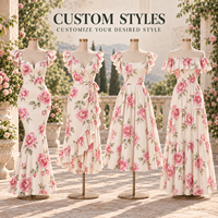 Robe longue sirène ajustée pour femme, imprimé floral tissé, manches à volants, col cœur, idéale pour les occasions formelles - Vente en gros