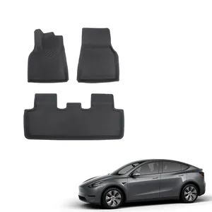 टेस्ला मॉडल वाई ब्लैक इंटीरियर एक्सेसरीज कार नॉन-स्लिप वॉटरप्रूफ फ्लोर मैट के लिए हॉट सेल 3पीसी एक्सपीई कार फ्लोर मैट