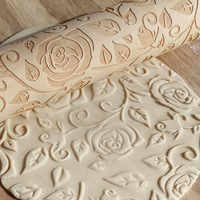 Rouleau à pâtisserie en bois de hêtre à motif flocon de neige et fleur de Noël, pour gaufrage de fondant et biscuits, écologique et de haute qualité