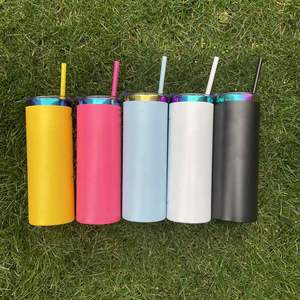 Vaso de Viaje de Acero Inoxidable con Recubrimiento en Polvo de 20 oz, Plateado Arcoíris por Debajo, Aislado al Vacío, Diseño Delgado y Recto - Product Image 2