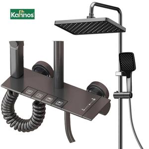 Ensemble de douche en aluminium spatial à double poignée, pomme de douche pluie, mitigeur à main, design classique, anti-corrosion - Product Image 1