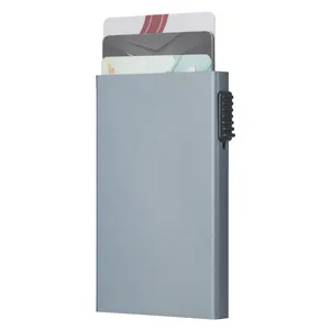 Neuer Aluminium Karten halter Metall RFID Karte Brieftasche Pop Up Metall Brieftasche für Männer