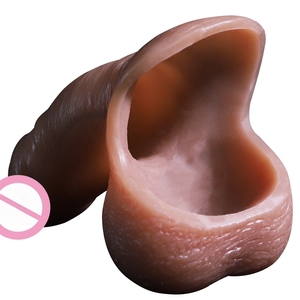 Große tragbare Silikon dildo verdickte und vergrößerte erwachsene erotische Sexspielzeug weiche <span class=keywords><strong>Penis</strong></span> hülle für verbessertes Vergnügen - Product Image 6