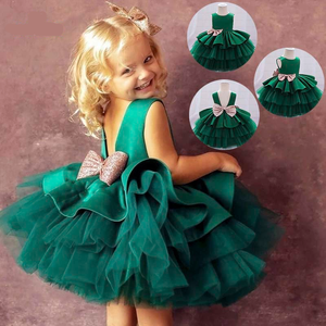 Vestito da Festa per <span class=keywords><strong>Neonata</strong></span> con Decorazione Floreale e Fiocco, Ideale per Compleanni e Feste Tutu - Product Image 2