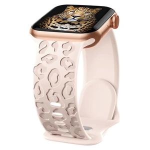 Correa de silicona grabada de leopardo <span class=keywords><strong>para</strong></span> <span class=keywords><strong>iWatch</strong></span> Series 8 <span class=keywords><strong>7</strong></span> 6 5 4 3 Diseño elegante de la pata hueca - Product Image 2