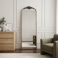 Miroir vintage pleine longueur : 23,5 x 56 pouces, noir et or, miroir corporel long et arqué
