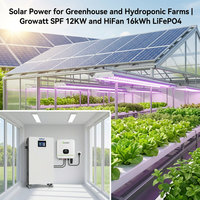 Système solaire complet IP65 12KW avec onduleur Growatt SPF et batterie LiFePO4 HiFan 16kWh pour l'alimentation des serres agricoles