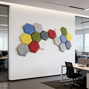 แผ่นอะคูสติก 3 มิติ ทำจากใยโพลีเอสเตอร์ PET 100% แผ่นอะคูสติกใยโพลีเอสเตอร์ PET กันเสียง แผ่นผนังอะคูสติกใยโพลีเอสเตอร์ 100% - Product Image 1