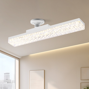 Long Crystal Chandelier Led Ceiling Light Surface Mounted Cold White Home Bedroom Living Room - Product Image 1