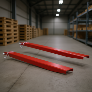 Extensions de fourches à palettes en acier au carbone robustes, 82 pouces de long, 4,5 pouces de large, rouges, pour chariots élévateurs, logistique et transport - Product Image 2