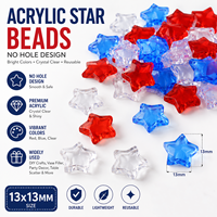 Étoile à cinq branches en plastique acrylique de 500g, rouge, bleue, blanche, petite, faite à la main, pour la fête de l'Indépendance des États-Unis, décoration de table intérieure, sans trou
