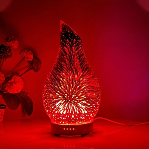 Hot-selling 0.5L 3D Glass Tilted Ultrasonic Cold Fog Seven-color Luminescent AC Powered Quiet Essential <b>Oil</b> Wood <b>Diffuser</b> - Product Image 4