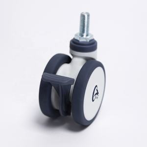 Klappstuhlrollen Schwerlast-Laufrollen M12 Gewindestange Rollen 75mm Gummirad mit Bremsen - Product Image 3